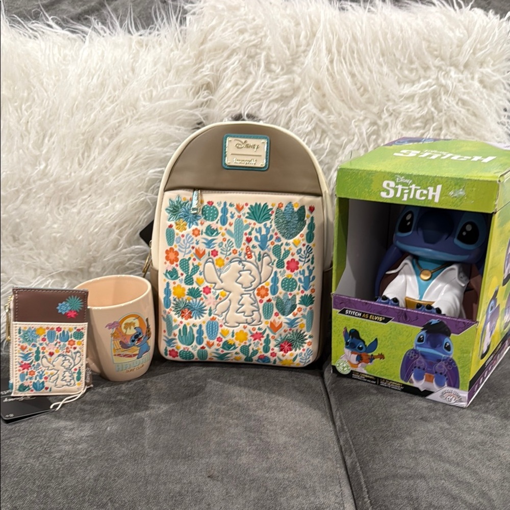 Loungefly Stitch Floral Backpack Set- Multicolor